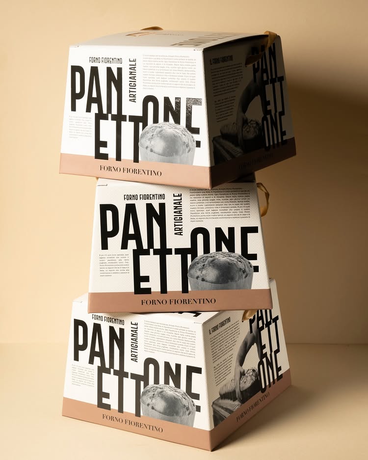 Tre scatole del panettone Forno Fiorentino impilate